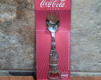 Gibson Coca Cola Coke Brand Spork Fork Spoon Contour Bottle Opener 7" Long 2002