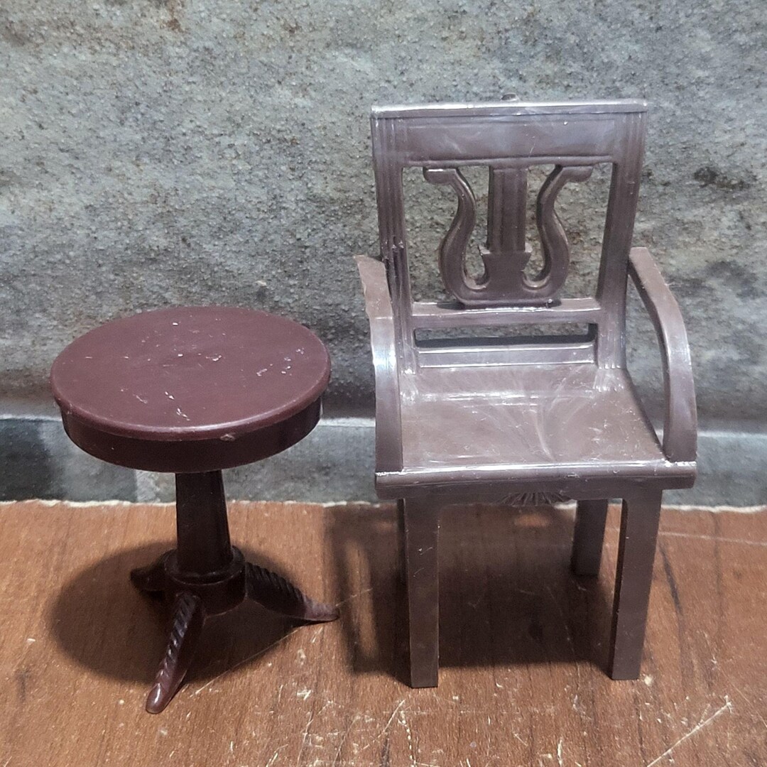 Vintage Miniature Chair Round Table Dollhouse Furniture - Etsy