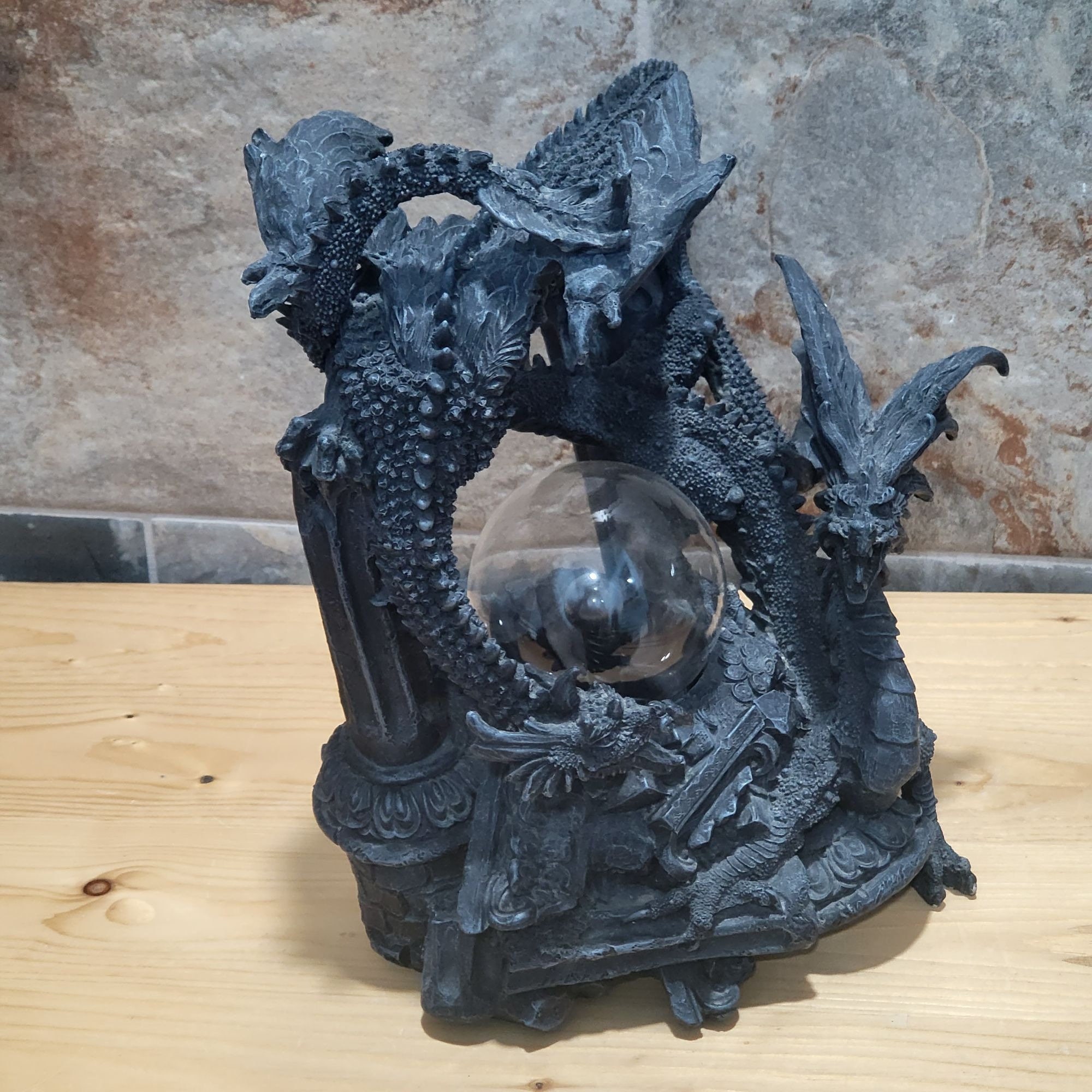 Dark Dragons of the Earth With Plasma Ball Statue - Etsy