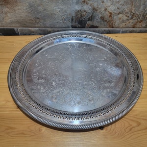 VTG WM Rogers 172 Runde Metall Servierplatte 45 cm