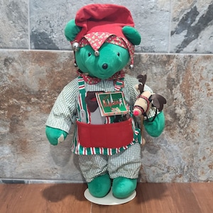 North American Bear Co Santas Help Bear 1996 Very Important Bear Green Velour 20&quot;