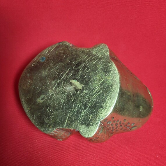 Antique Solid Brass Toad Frog with Hinged Lid Tri… - image 10