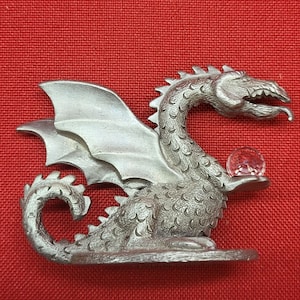 VTG Spoontiques CMR665 Pewter Miniature Winged Dragon with Swarovski Crystal
