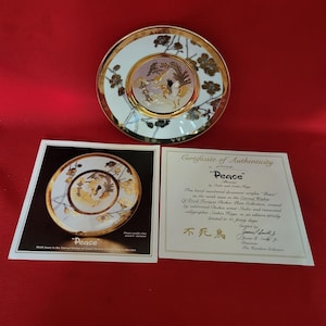 Chokin The Hamilton Collection Eternal Wishes of Good Fortune Peace Decorative Plate