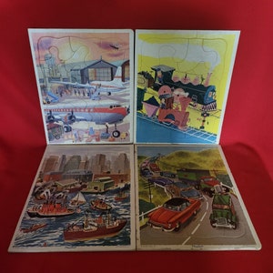 Playskool Vehicle Scenes Frame Tray Puzzles Complete Set of 4