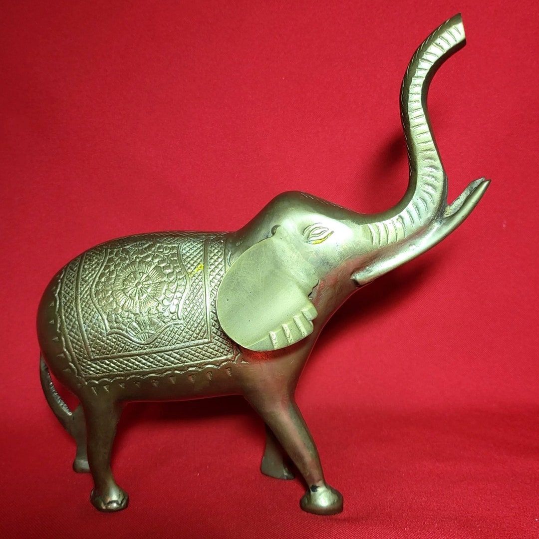 Vintage Brass Elephant Figurine Sculpture Etsy