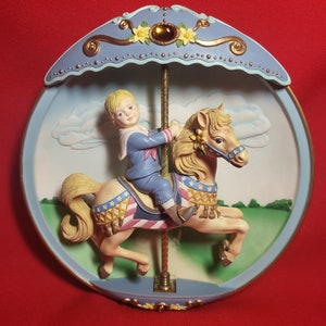 VTG Wall Hanging Musical Plate Bradford Exchange Carousel Dreams All Aboard 1994