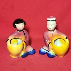 Vintage  Planters Toothpick Holder Chinoiserie Chic Pottery Asian Oriental Figure Ceramic