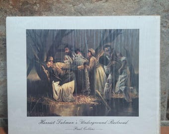 Vintage Unframed Harriet Tubmans Underground Railroad Art Print 1994 Paul Collins