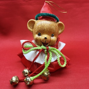Vintage Christmas Ornament Jingle Bell Bear Set of 3