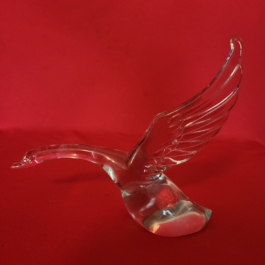 Vintage Glass Goose Wings up Bird Figurine Bird Sculpture Etsy