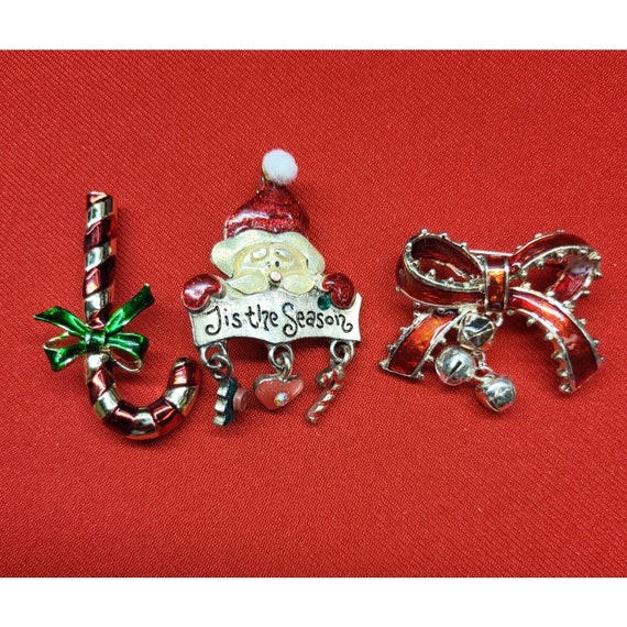 Christmas Pins Brooch Set of 3 Christmas Santa Ti… - image 2