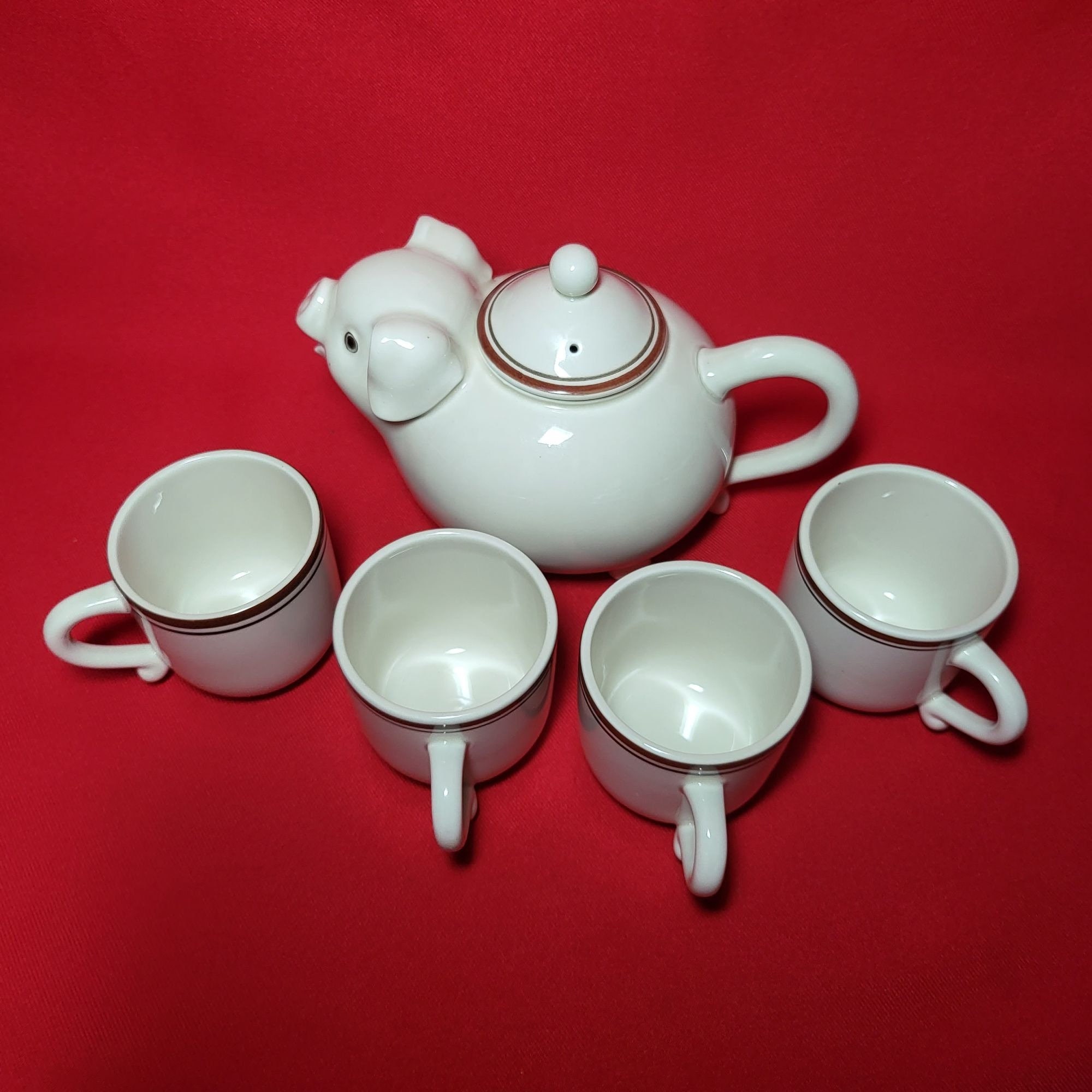 Vintage Pig Teapot and Tea Cups Fitz and Floyd Set of 6 Japan Etsy
