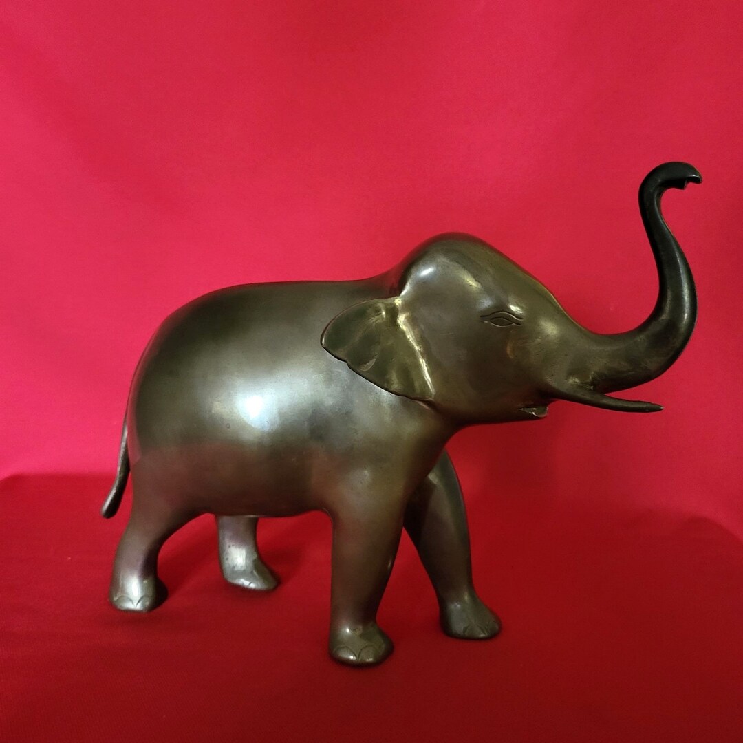 Vintage Brass Elephant Trunk up Metal Art Sculpture 8 Inches Tall Etsy