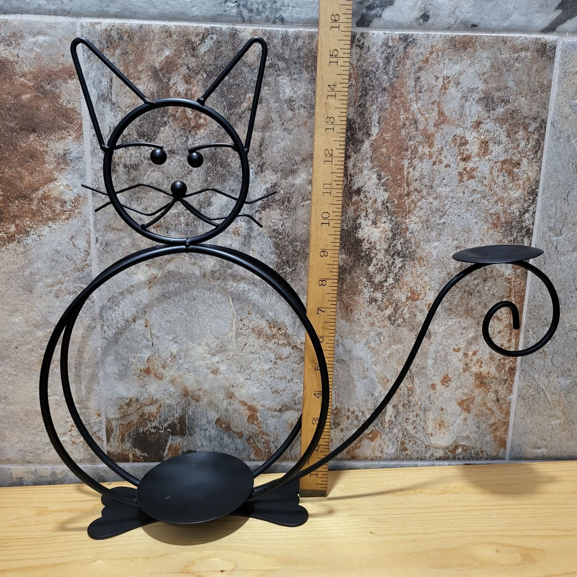 週末限定ンセール International SHP VTG Black Kitty Iron Wrought Cat Metal アンティーク雑貨