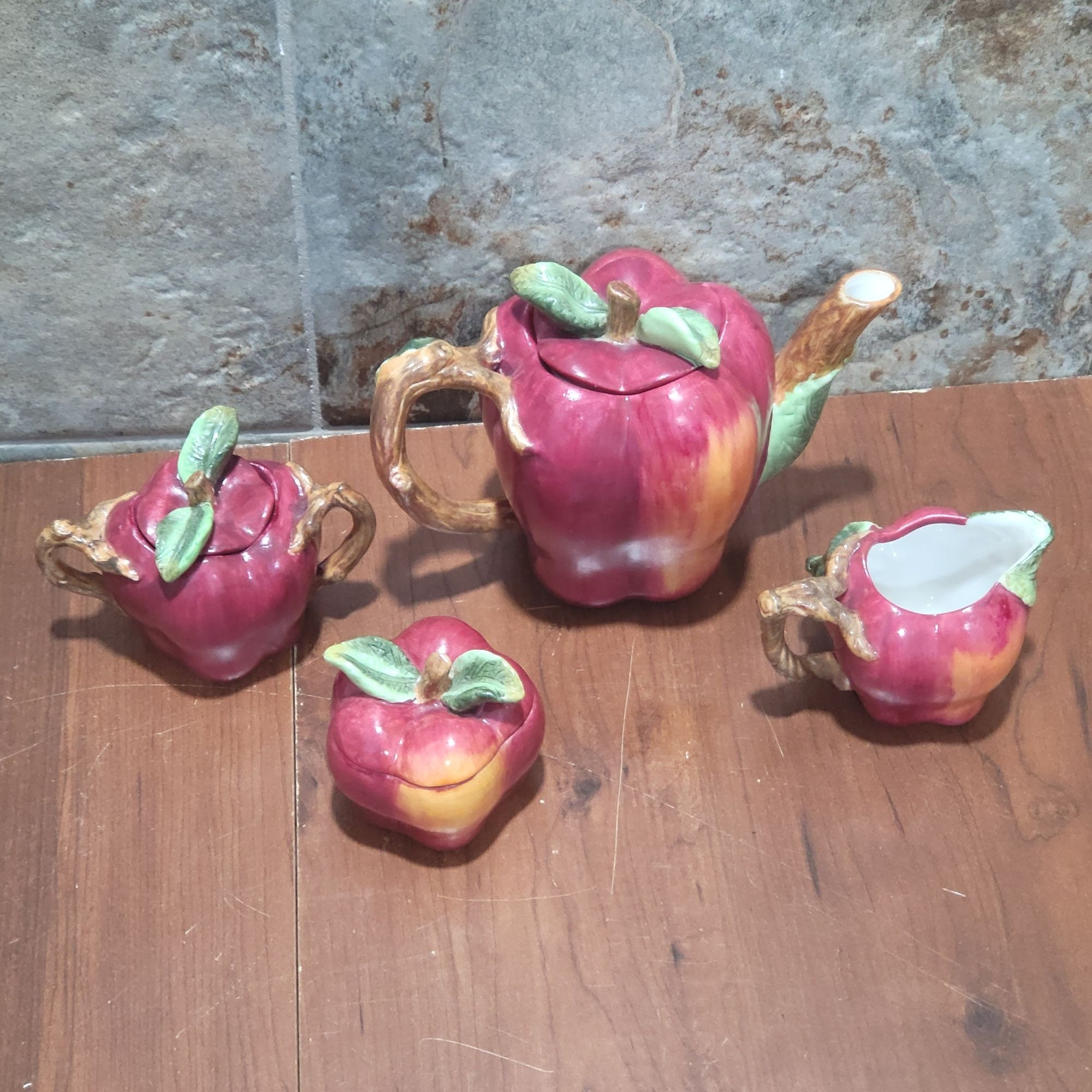 【アップルティーページ】 Vintage Apple Leaf Tea Set 8 Pcs - Etsy Hong Kong