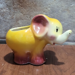 Vintage Baby Elephant Planter Figurine Home Decor