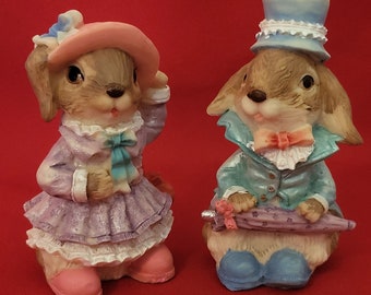 VTG Ks Collection Frühling Osterhase Kaninchen Figur Wohnkultur 2er Set