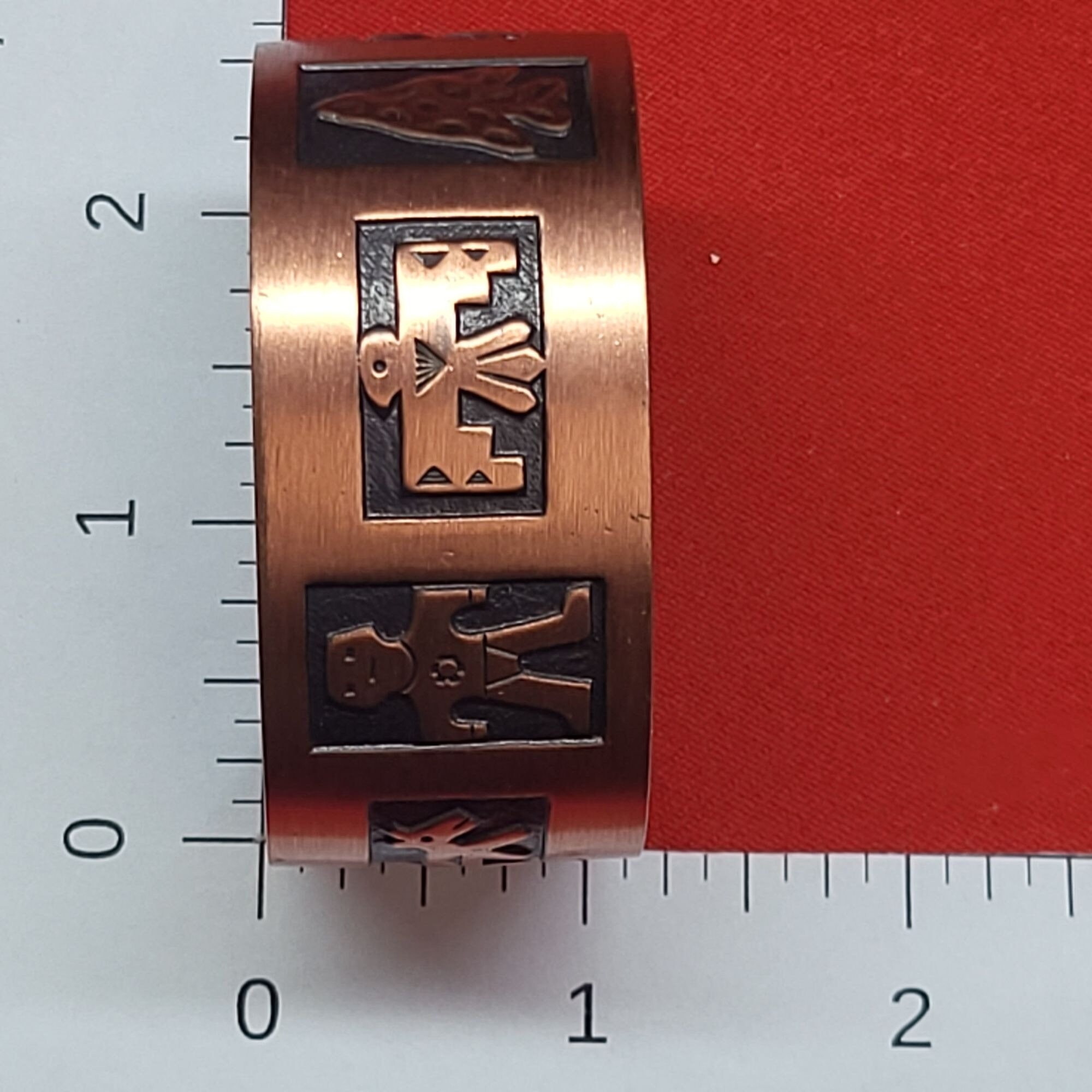 VTG Embossed Copper Bangle Bracelet Navajo Thunderbird Arrowhead
