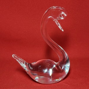 Vintage Crystal Clear Glass Swan Figurine 5" Tall