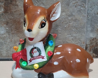 Mr Christmas Nostalgische Keramik beleuchtete Rentierfigur 23 cm