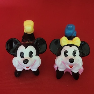 VTG Walt Disney Productions Porcelain Mickey & Minnie Mouse Lying Figurines