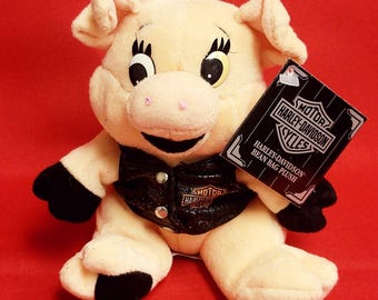 Harley-Davidson ぬいぐるみ ハーレーダビッドソン バイク ぬいぐるみ タグ ビーンバッグ 豚 デニム