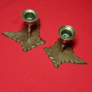 Vintage Brass Butterfly Candleholder Set of 2