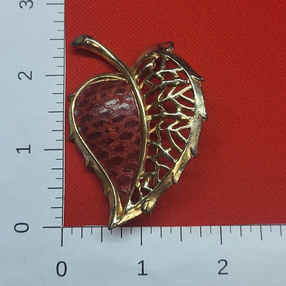 Broche Vintage Feuillage En Alliage Doré Texturé - Occasion - Bijou Ancien