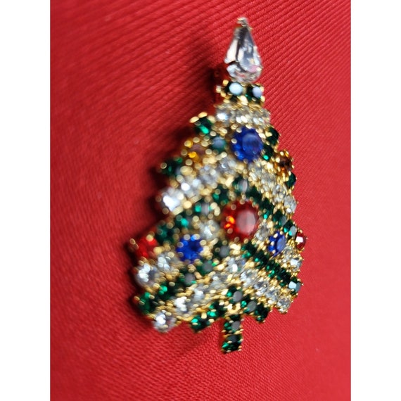 Vintage Crystal Christmas Tree Pin - image 6