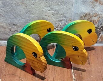 トロピカル パロット ハンドメイド 木製 ピンク ブルー ナプキン