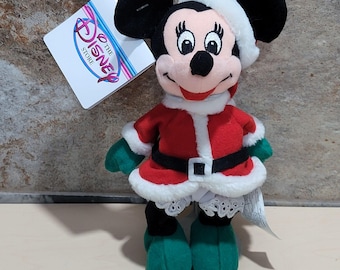 Disney Store Mini Bean Bag Santa Minnie Mouse Plush