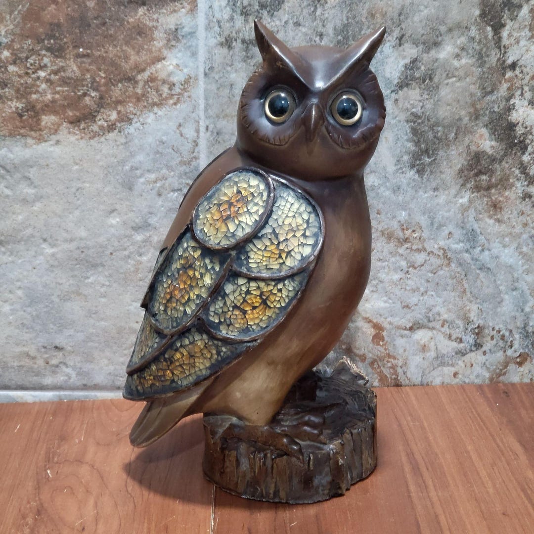大きな陶器のフクロウの置物 室内装飾 高さ12インチ - Etsy 日本