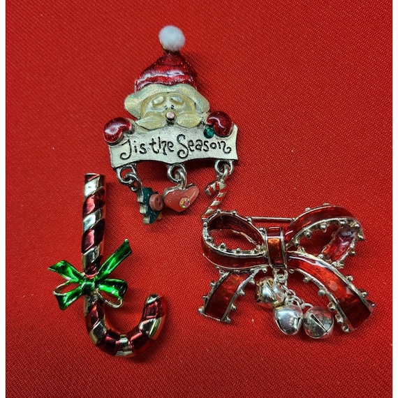 Christmas Pins Brooch Set of 3 Christmas Santa Ti… - image 4