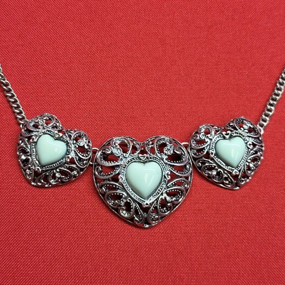 Sapphire Faux Turquoise Heart Costume Necklace