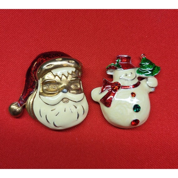 Christmas Pins/ Brooch Set of 2 Christmas Santa C… - image 1