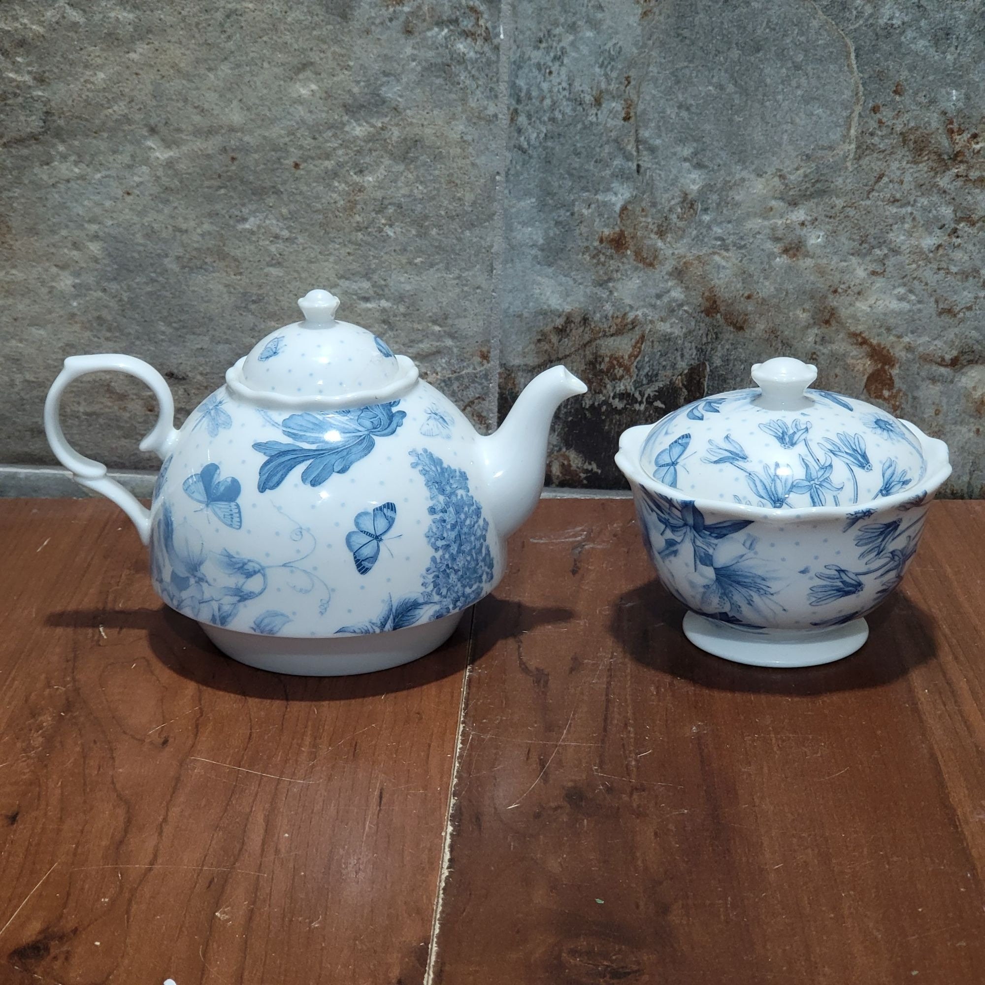 Portmeirion Botanic Blue Porcelain Teapot and Sugar Bowl - Etsy