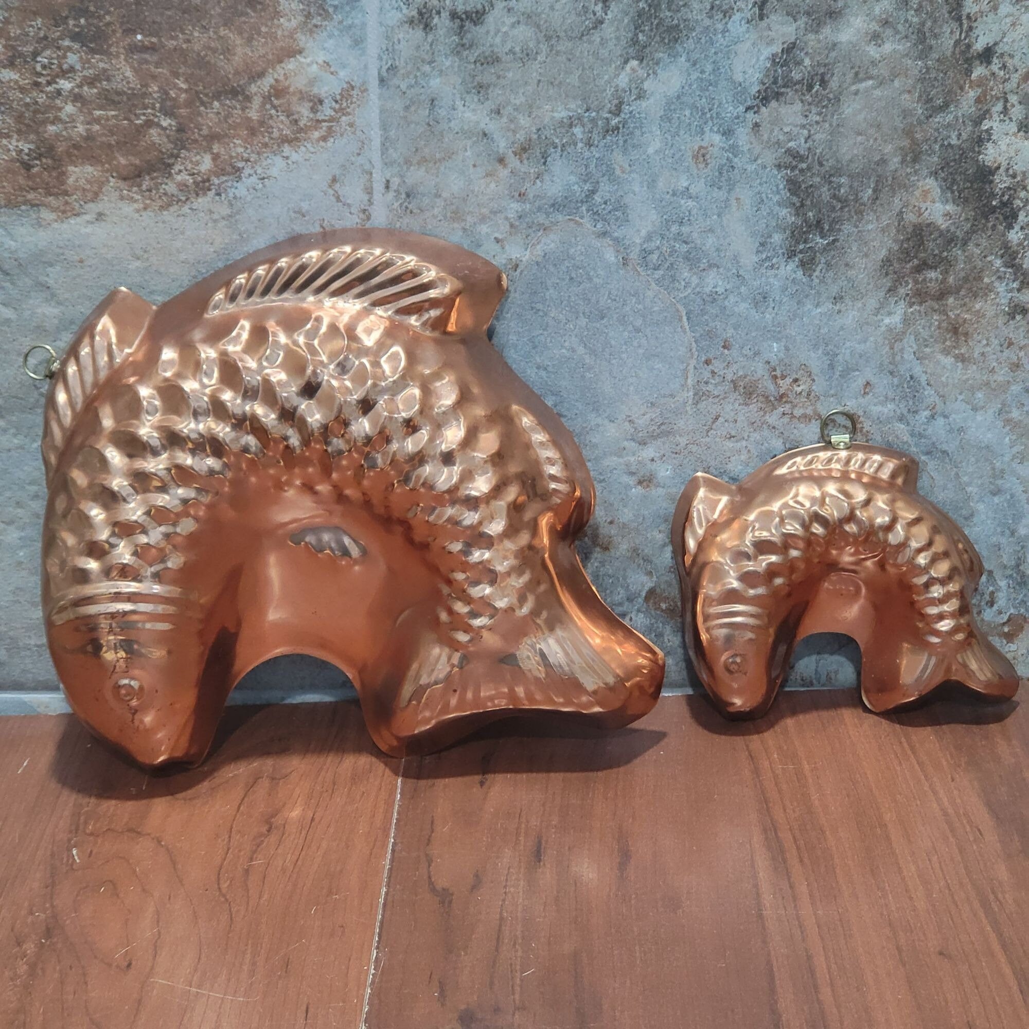 Vintage Tagus Portugal Copper Fish Mold Kitchen Decor Wall Hanging