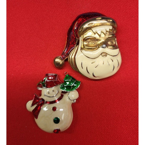 Christmas Pins/ Brooch Set of 2 Christmas Santa C… - image 3