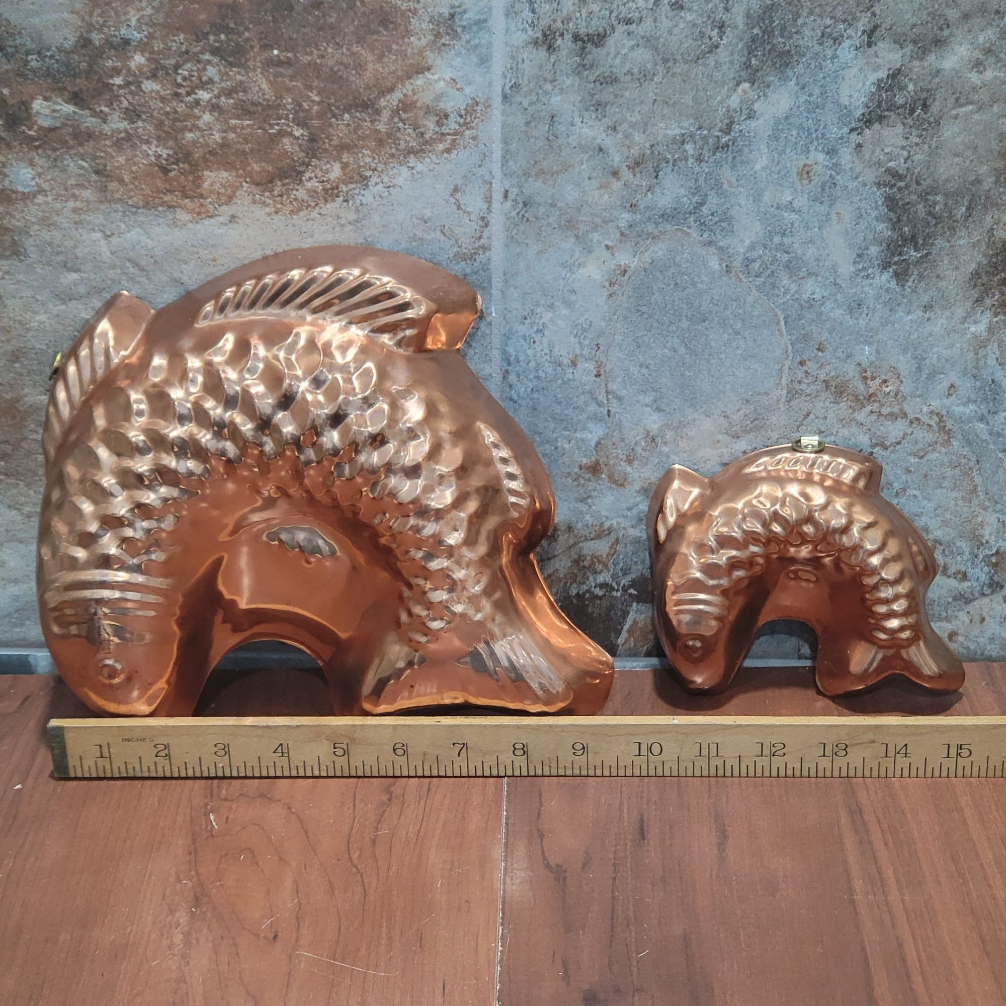 Vintage Tagus Portugal Copper Fish Mold Kitchen Decor Wall Hanging