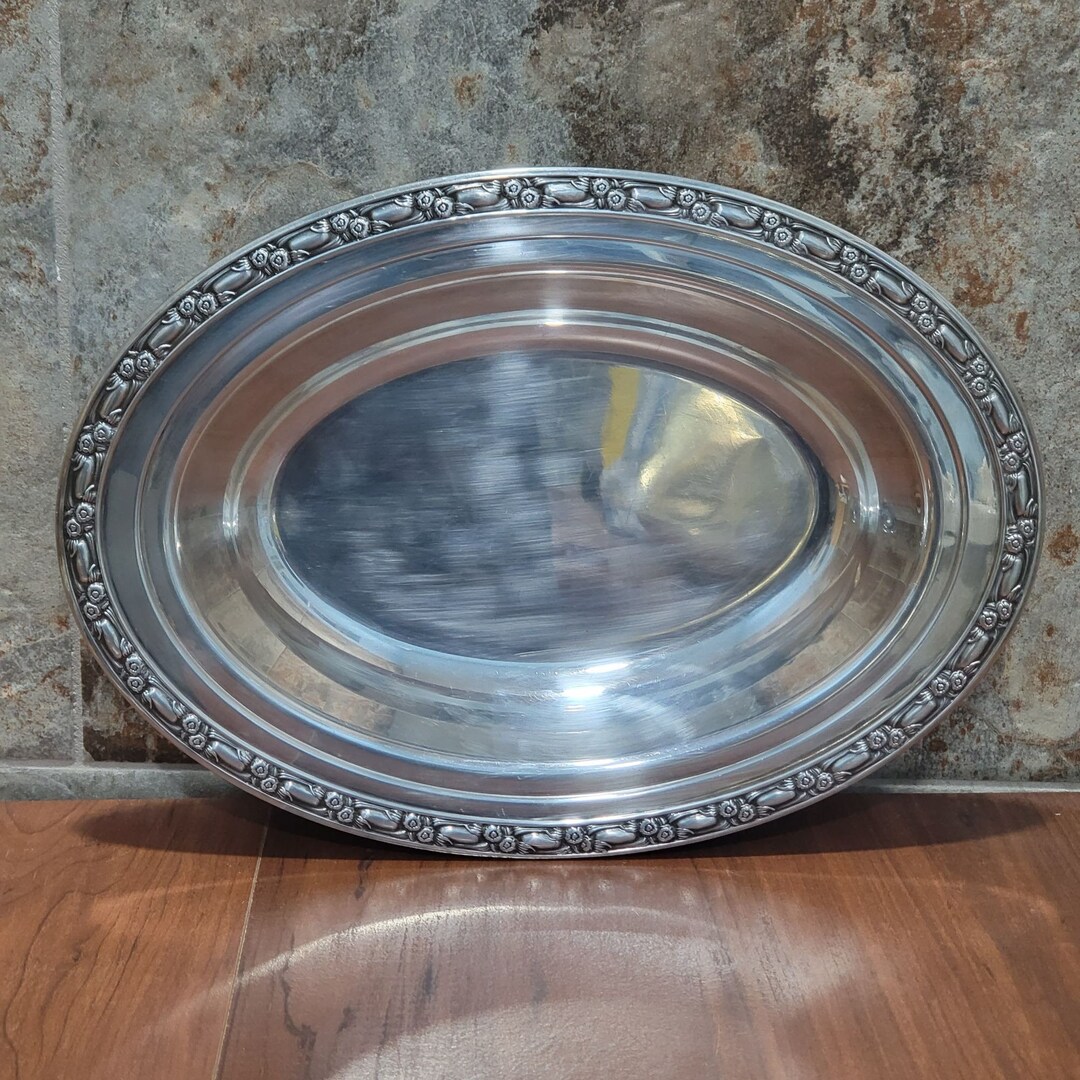 Vintage Oneida Silversmith Large Oval Silverplate Serving Tray Platter