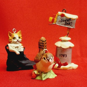 VTG Schmid Lowell Davis Country Christmas Ornament Set of 3