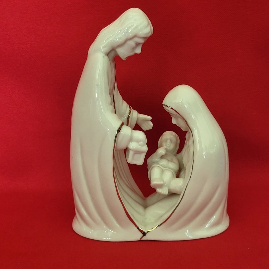 VTG Jesus Mary Joseph Porcelain Figurine Holy Family Gold Trim - Etsy