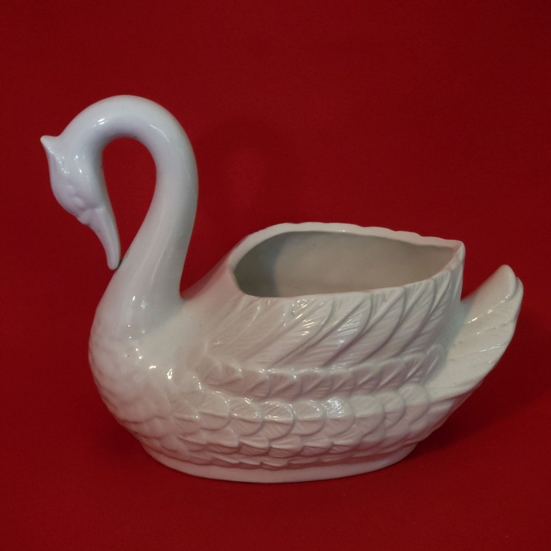 Vintage Swan Figurine Planter Trinket Dish Home Decor Etsy