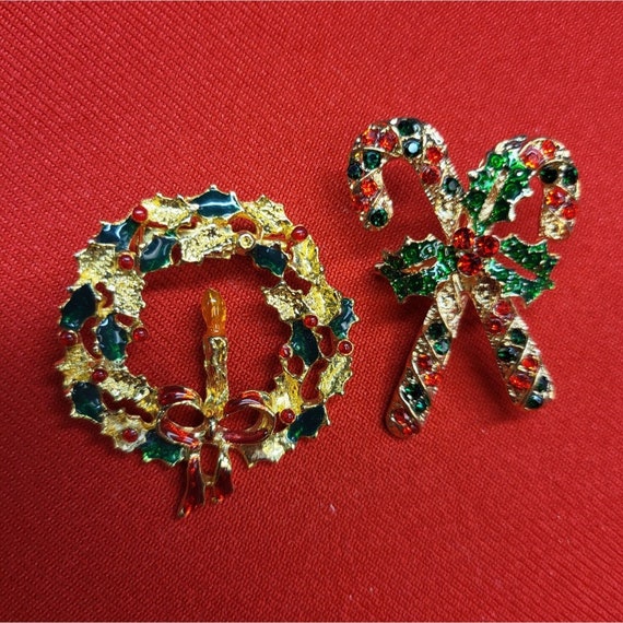 Christmas Pin Brooch Set of 2 Christmas Candy Can… - image 2