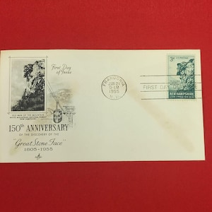 First Day of Issue Great Stone Face Old Man of the Mountain Stamp Cache Envelope
