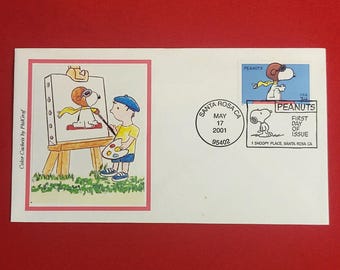 2001 Peanuts Snoopy As de la Primera Guerra Mundial Sello de primer día de emisión Sobre de primer día de emisión FDC Santa Rosa PhilGraf Cachet