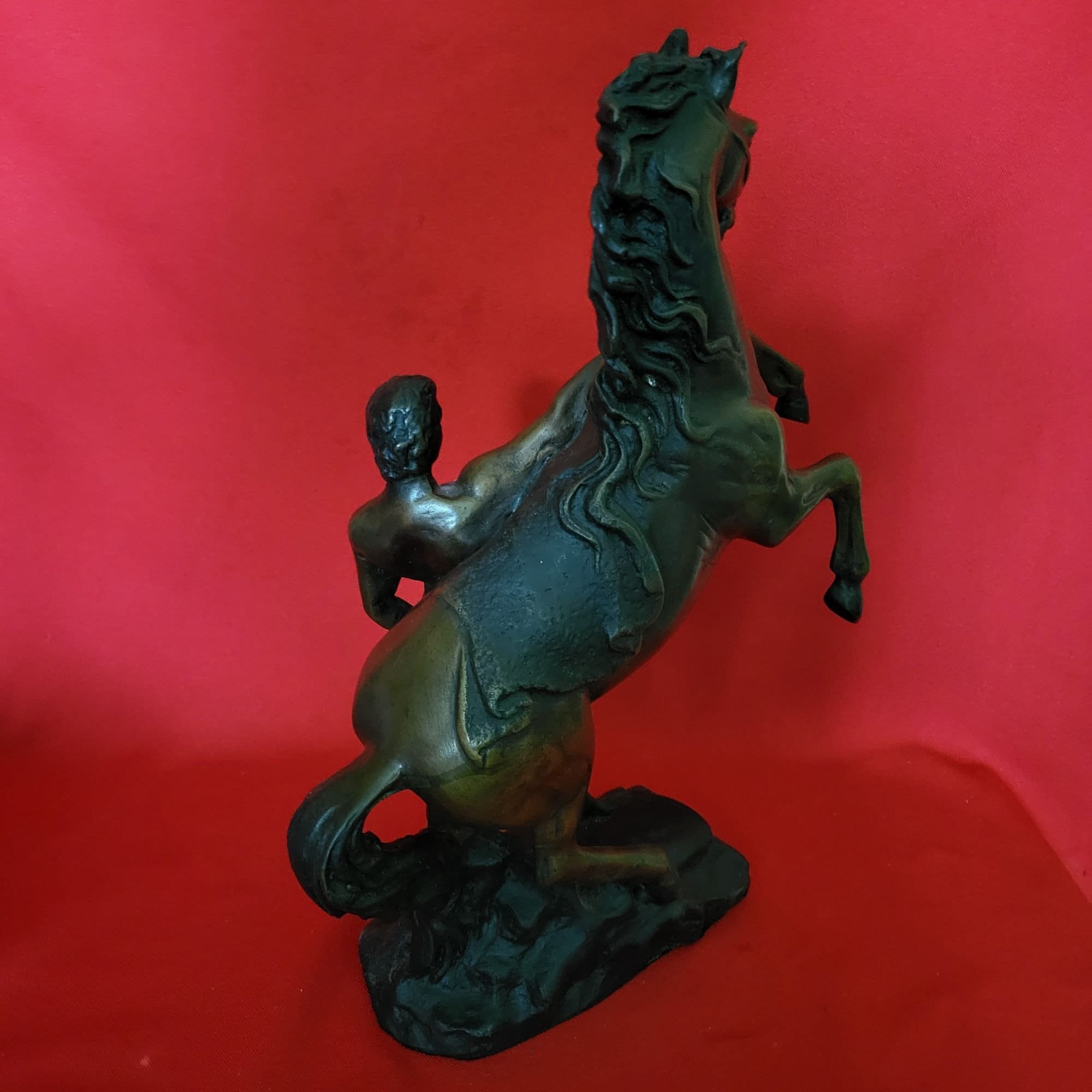 Bronze Sculpture Man With Bucking Horse Bronze Statue Etsy