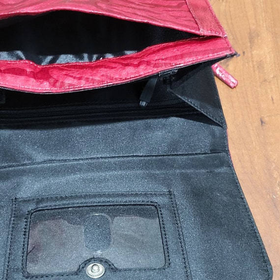 VTG Red Crossbody Wallet Bag Eyelet Stud Detail T… - image 9
