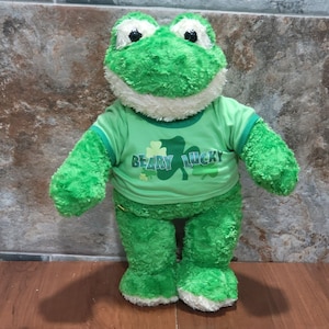 Build A Bear Workshop Green Frog Plush Beary Lucky Outfit Stuffed Animal